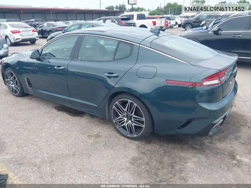 2022 Kia Stinger Gt1 VIN: KNAE45LC9N6111452 Lot: 42699446