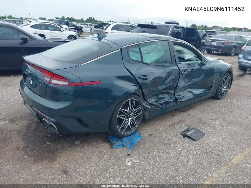 2022 Kia Stinger Gt1 VIN: KNAE45LC9N6111452 Lot: 42699446