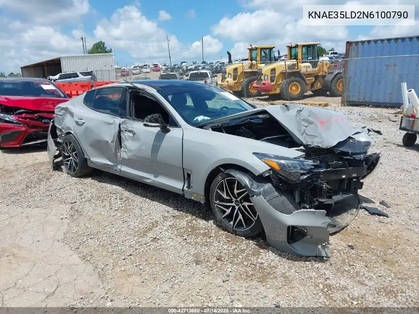 2022 Kia Stinger Gt-Line VIN: KNAE35LD2N6100790 Lot: 42713680
