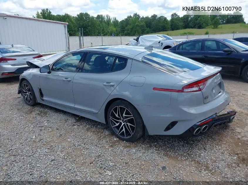 2022 Kia Stinger Gt-Line VIN: KNAE35LD2N6100790 Lot: 42713680