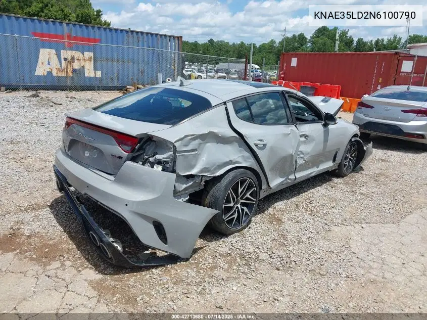 2022 Kia Stinger Gt-Line VIN: KNAE35LD2N6100790 Lot: 42713680