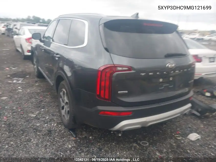 2021 Kia Telluride Ex VIN: 5XYP3DHC9MG121699 Lot: 12342131