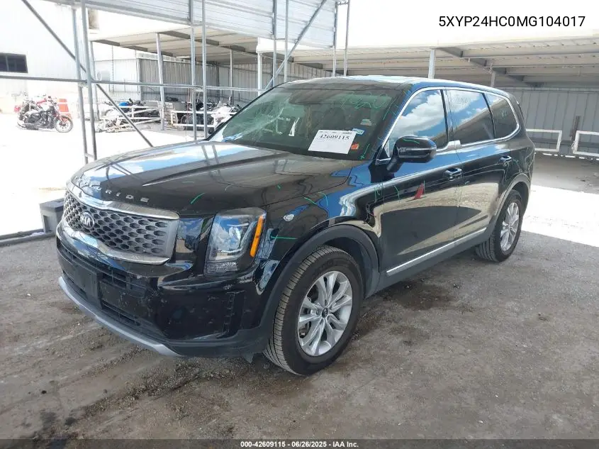 2021 Kia Telluride Lx VIN: 5XYP24HC0MG104017 Lot: 42609115