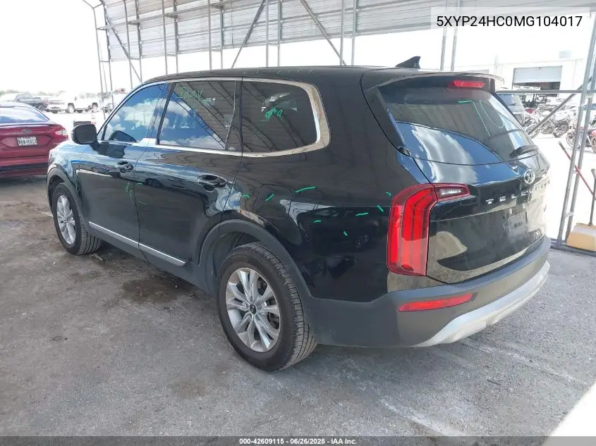 2021 Kia Telluride Lx VIN: 5XYP24HC0MG104017 Lot: 42609115