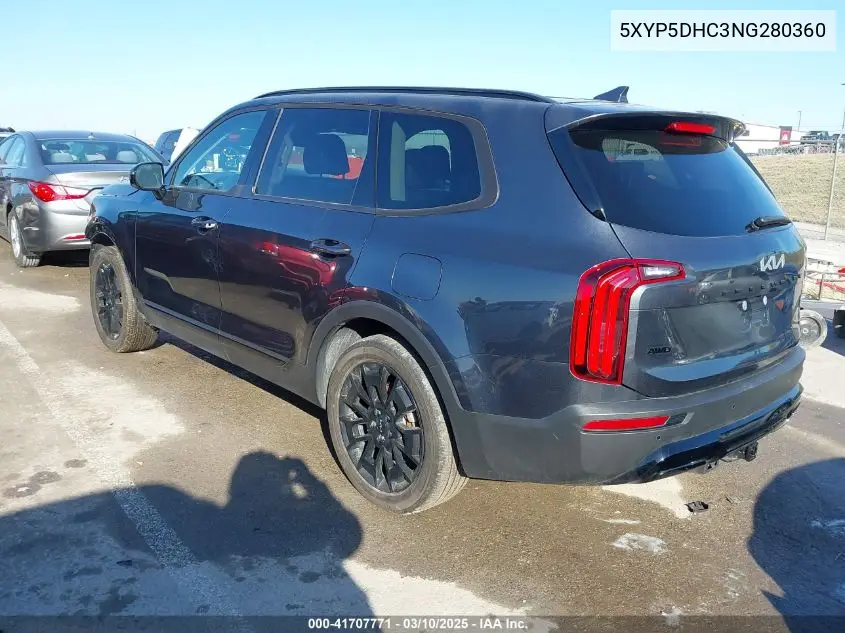 2022 Kia Telluride Sx VIN: 5XYP5DHC3NG280360 Lot: 41707771