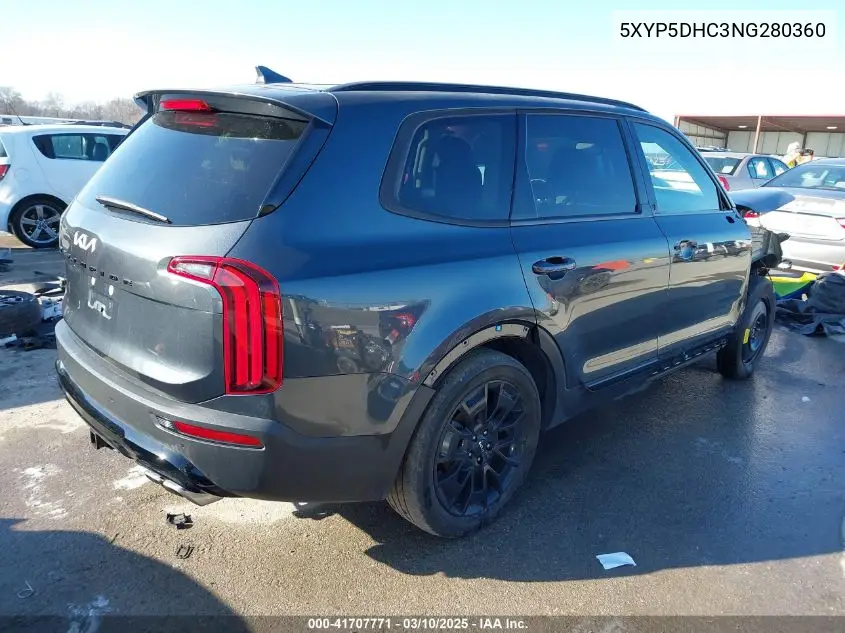 2022 Kia Telluride Sx VIN: 5XYP5DHC3NG280360 Lot: 41707771
