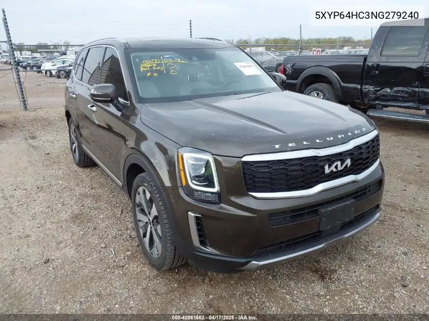 2022 Kia Telluride S VIN: 5XYP64HC3NG279240 Lot: 42061682