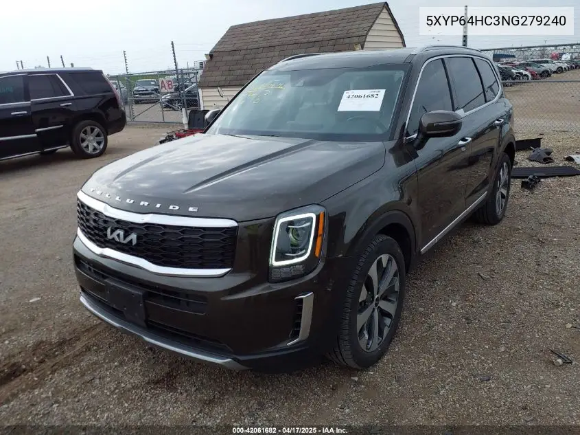 2022 Kia Telluride S VIN: 5XYP64HC3NG279240 Lot: 42061682