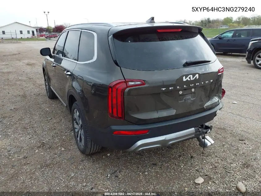 2022 Kia Telluride S VIN: 5XYP64HC3NG279240 Lot: 42061682