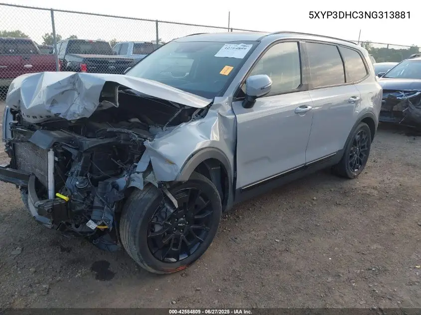 2022 Kia Telluride Ex VIN: 5XYP3DHC3NG313881 Lot: 42584809