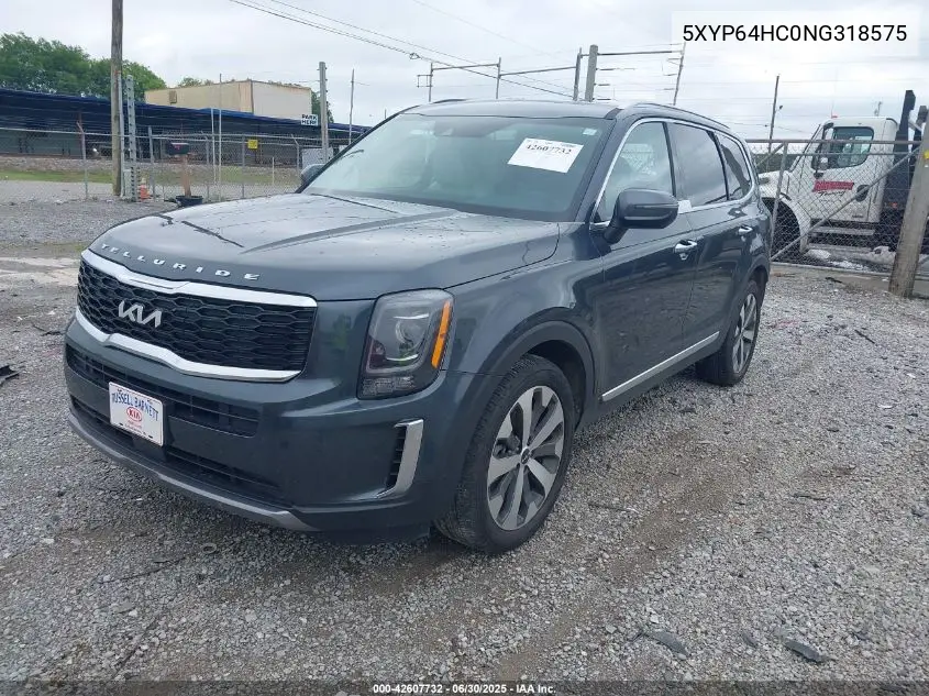 2022 Kia Telluride S VIN: 5XYP64HC0NG318575 Lot: 42607732