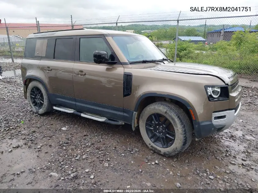 2021 Land Rover Defender 110 S VIN: SALEJ7RX8M2041751 Lot: 42319668
