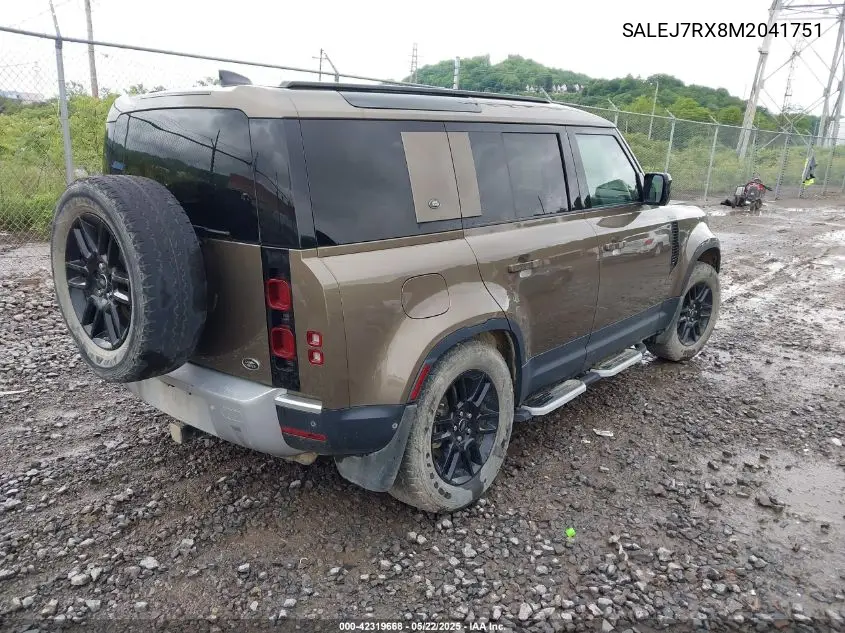 2021 Land Rover Defender 110 S VIN: SALEJ7RX8M2041751 Lot: 42319668