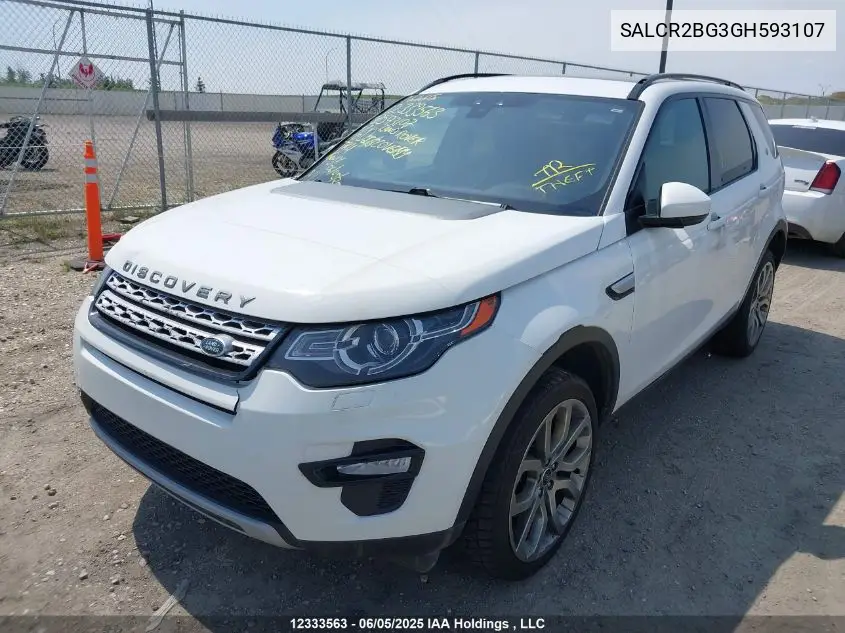 2016 Land Rover Discovery Sport Hse VIN: SALCR2BG3GH593107 Lot: 12333563