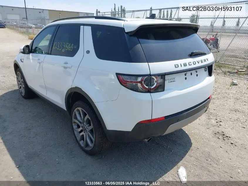 2016 Land Rover Discovery Sport Hse VIN: SALCR2BG3GH593107 Lot: 12333563
