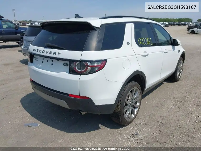 2016 Land Rover Discovery Sport Hse VIN: SALCR2BG3GH593107 Lot: 12333563