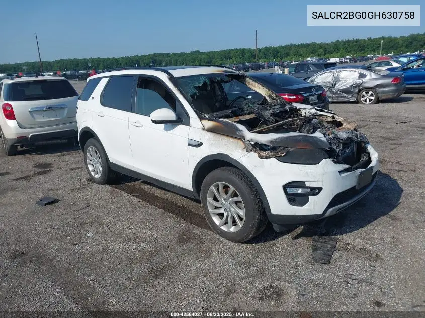 2016 Land Rover Discovery Sport Hse VIN: SALCR2BG0GH630758 Lot: 42564027