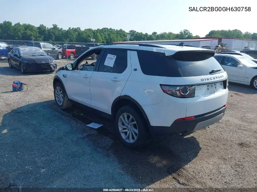 2016 Land Rover Discovery Sport Hse VIN: SALCR2BG0GH630758 Lot: 42564027