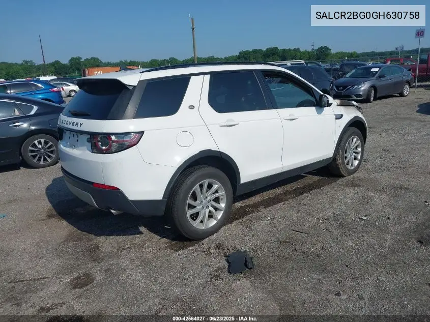 2016 Land Rover Discovery Sport Hse VIN: SALCR2BG0GH630758 Lot: 42564027