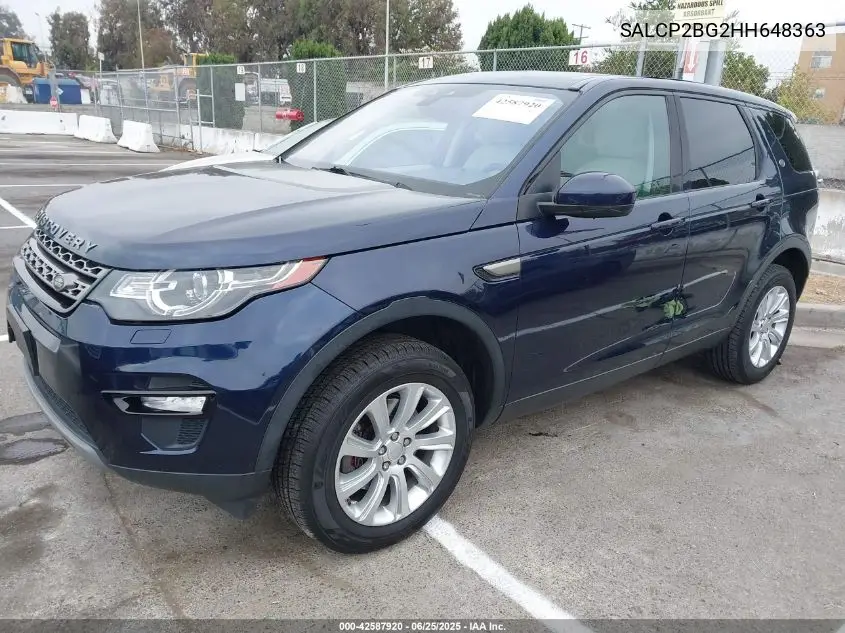 2017 Land Rover Discovery Sport Se VIN: SALCP2BG2HH648363 Lot: 42587920