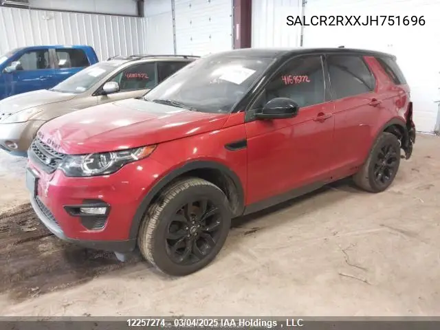 2018 Land Rover Discovery Sport Hse VIN: SALCR2RXXJH751696 Lot: 12257274