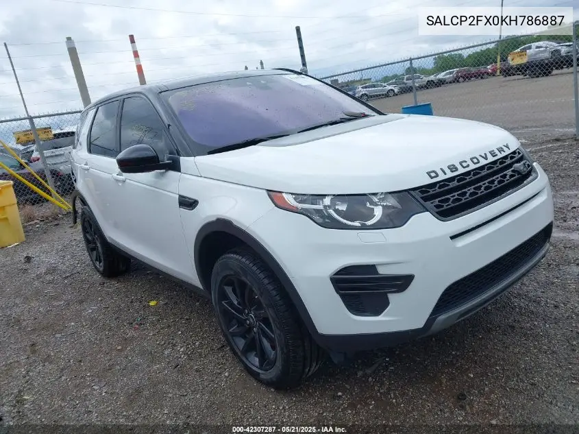 2019 Land Rover Discovery Sport Se VIN: SALCP2FX0KH786887 Lot: 42307287