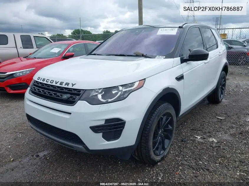 2019 Land Rover Discovery Sport Se VIN: SALCP2FX0KH786887 Lot: 42307287