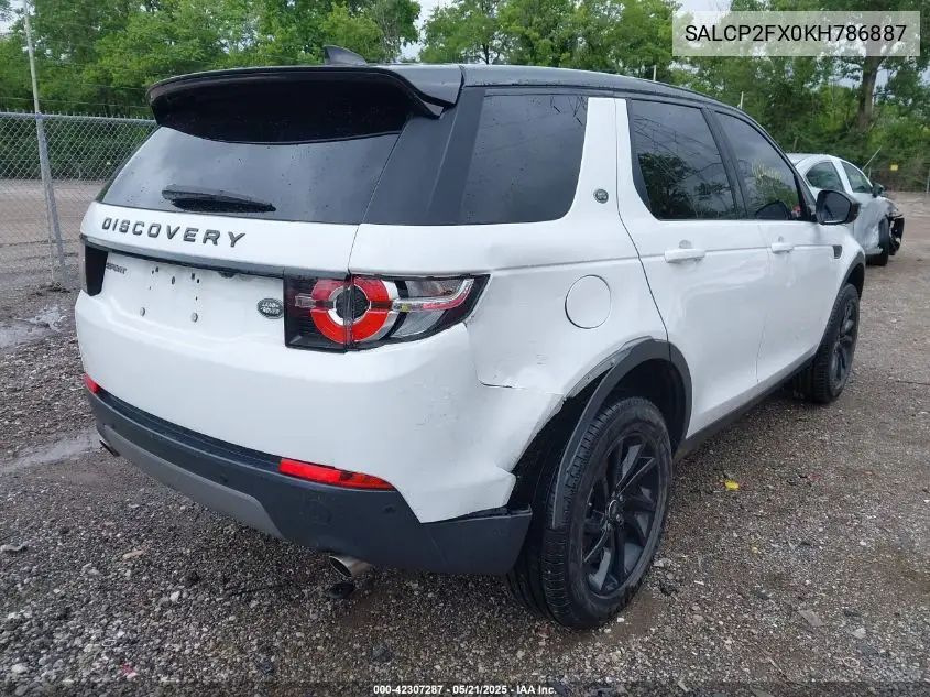 2019 Land Rover Discovery Sport Se VIN: SALCP2FX0KH786887 Lot: 42307287