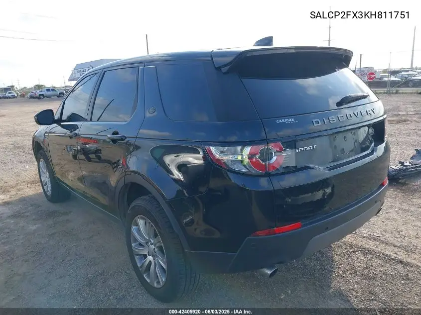 2019 Land Rover Discovery Sport Se VIN: SALCP2FX3KH811751 Lot: 42405920