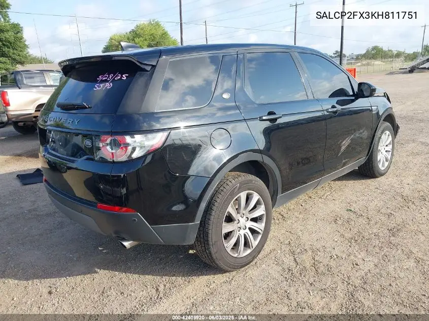 2019 Land Rover Discovery Sport Se VIN: SALCP2FX3KH811751 Lot: 42405920