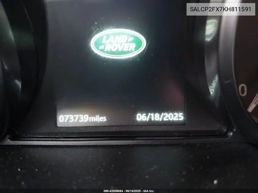 2019 Land Rover Discovery Sport Se VIN: SALCP2FX7KH811591 Lot: 42506064