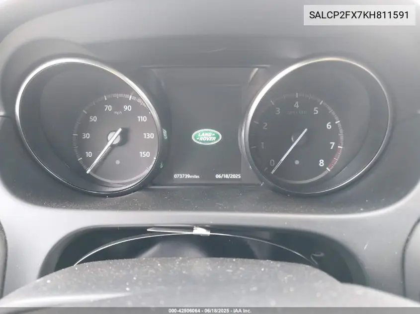 2019 Land Rover Discovery Sport Se VIN: SALCP2FX7KH811591 Lot: 42506064