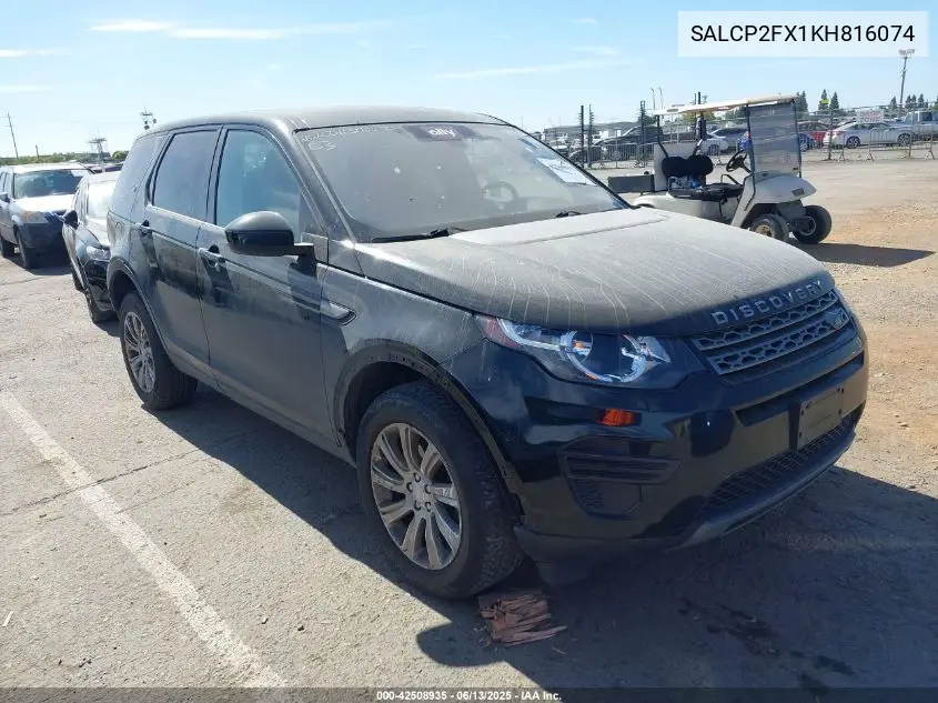2019 Land Rover Discovery Sport Se VIN: SALCP2FX1KH816074 Lot: 42508935