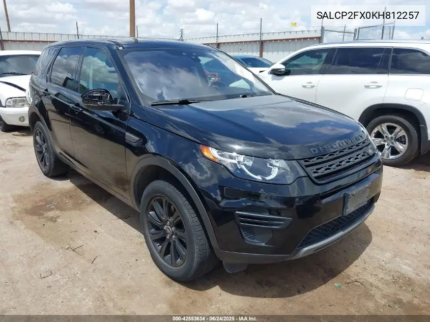 2019 Land Rover Discovery Sport Se VIN: SALCP2FX0KH812257 Lot: 42553634