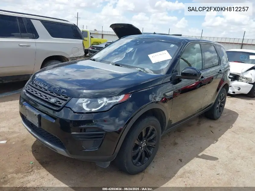 2019 Land Rover Discovery Sport Se VIN: SALCP2FX0KH812257 Lot: 42553634