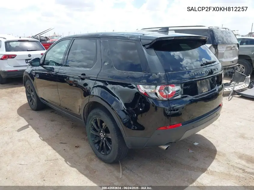 2019 Land Rover Discovery Sport Se VIN: SALCP2FX0KH812257 Lot: 42553634
