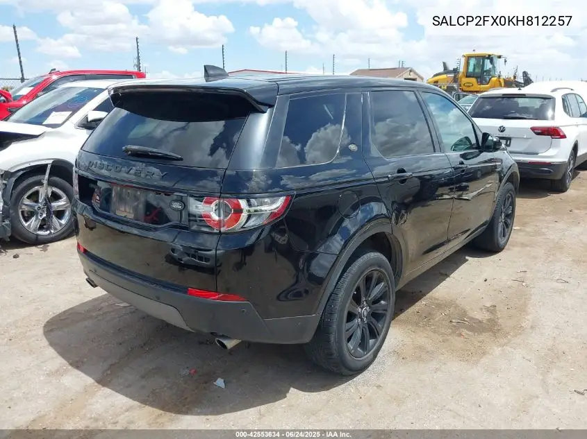 2019 Land Rover Discovery Sport Se VIN: SALCP2FX0KH812257 Lot: 42553634
