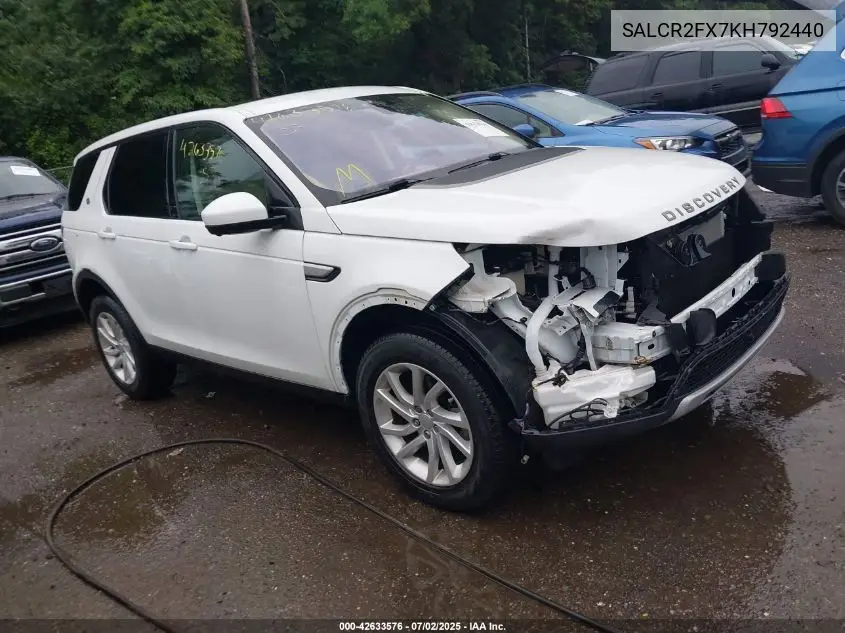 2019 Land Rover Discovery Sport Hse/Landmark Edition VIN: SALCR2FX7KH792440 Lot: 42633576