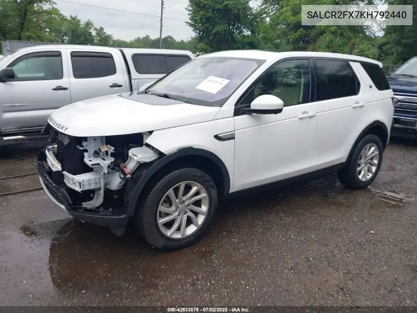 2019 Land Rover Discovery Sport Hse/Landmark Edition VIN: SALCR2FX7KH792440 Lot: 42633576