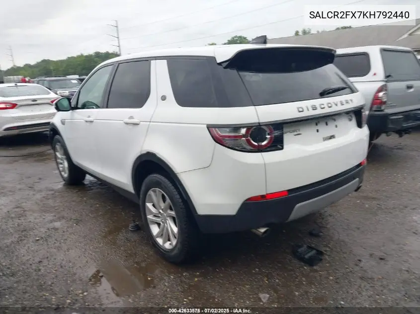 2019 Land Rover Discovery Sport Hse/Landmark Edition VIN: SALCR2FX7KH792440 Lot: 42633576