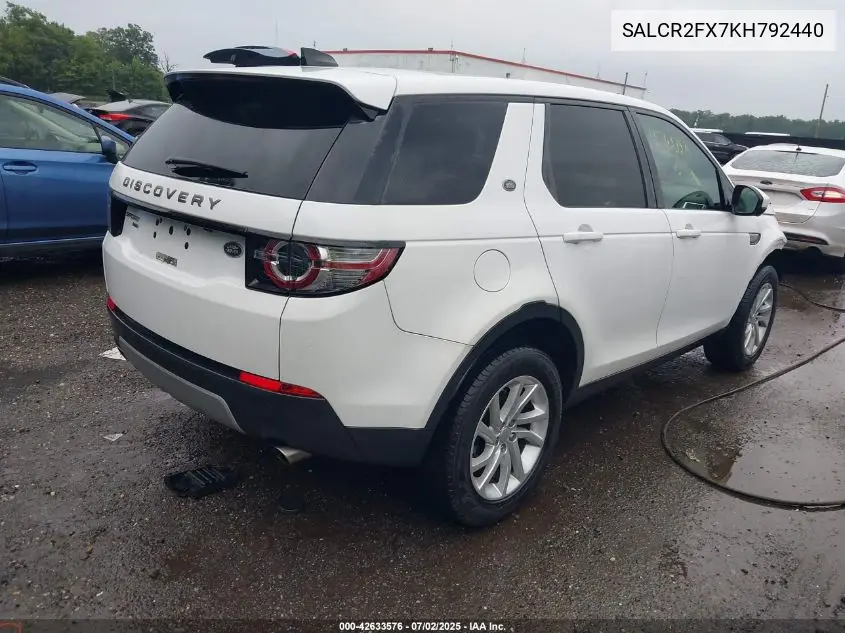 2019 Land Rover Discovery Sport Hse/Landmark Edition VIN: SALCR2FX7KH792440 Lot: 42633576