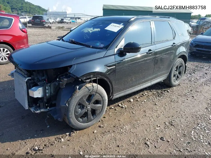 2021 Land Rover Discovery Sport S VIN: SALCJ2FX8MH883758 Lot: 42540391