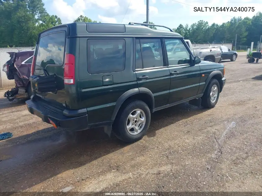 2000 Land Rover Discovery Series Ii Cloth/Series Ii Leather VIN: SALTY1544YA240075 Lot: 42609990