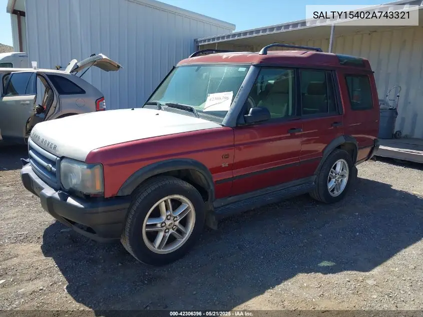 2002 Land Rover Discovery Series Ii Se VIN: SALTY15402A743321 Lot: 42306396