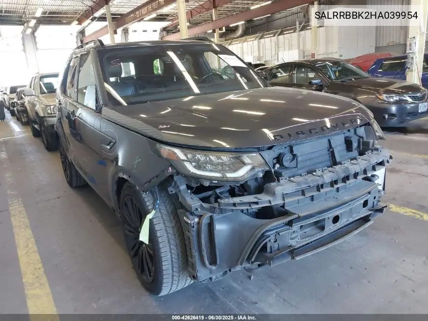 2017 Land Rover Discovery Hse VIN: SALRRBBK2HA039954 Lot: 42626419