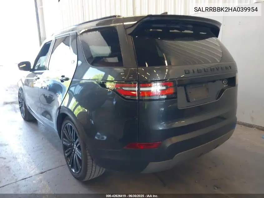 2017 Land Rover Discovery Hse VIN: SALRRBBK2HA039954 Lot: 42626419