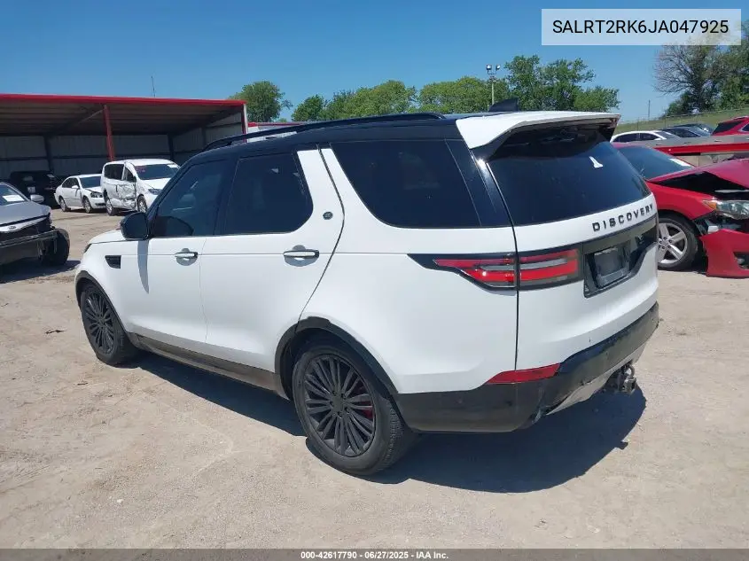 2018 Land Rover Discovery Hse Luxury VIN: SALRT2RK6JA047925 Lot: 42617790