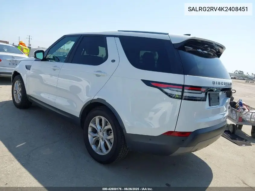 2019 Land Rover Discovery Se VIN: SALRG2RV4K2408451 Lot: 42608176