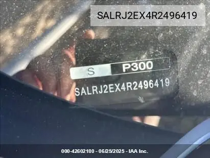 2024 Land Rover Discovery P300 S VIN: SALRJ2EX4R2496419 Lot: 42602180