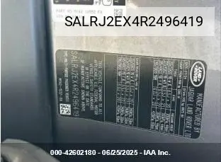 2024 Land Rover Discovery P300 S VIN: SALRJ2EX4R2496419 Lot: 42602180